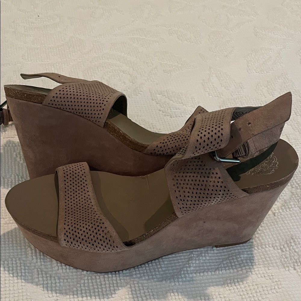 Hip and Elegant Mink Suede Wedge Sandals